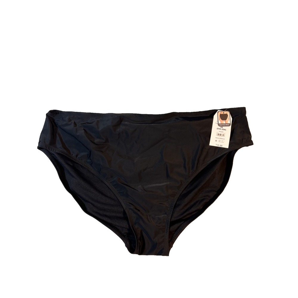 Time and Tru Women Black High Waist Twist Swim Bottoms Plus size 3X (24W-26W)